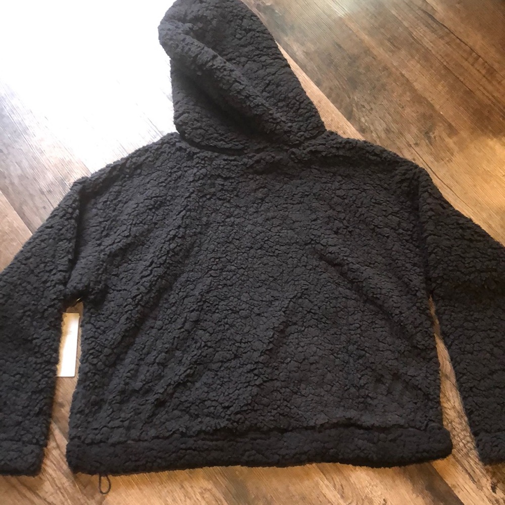 NWT! Zella Cassie black faux shearling hoodie - Picture 7 of 11
